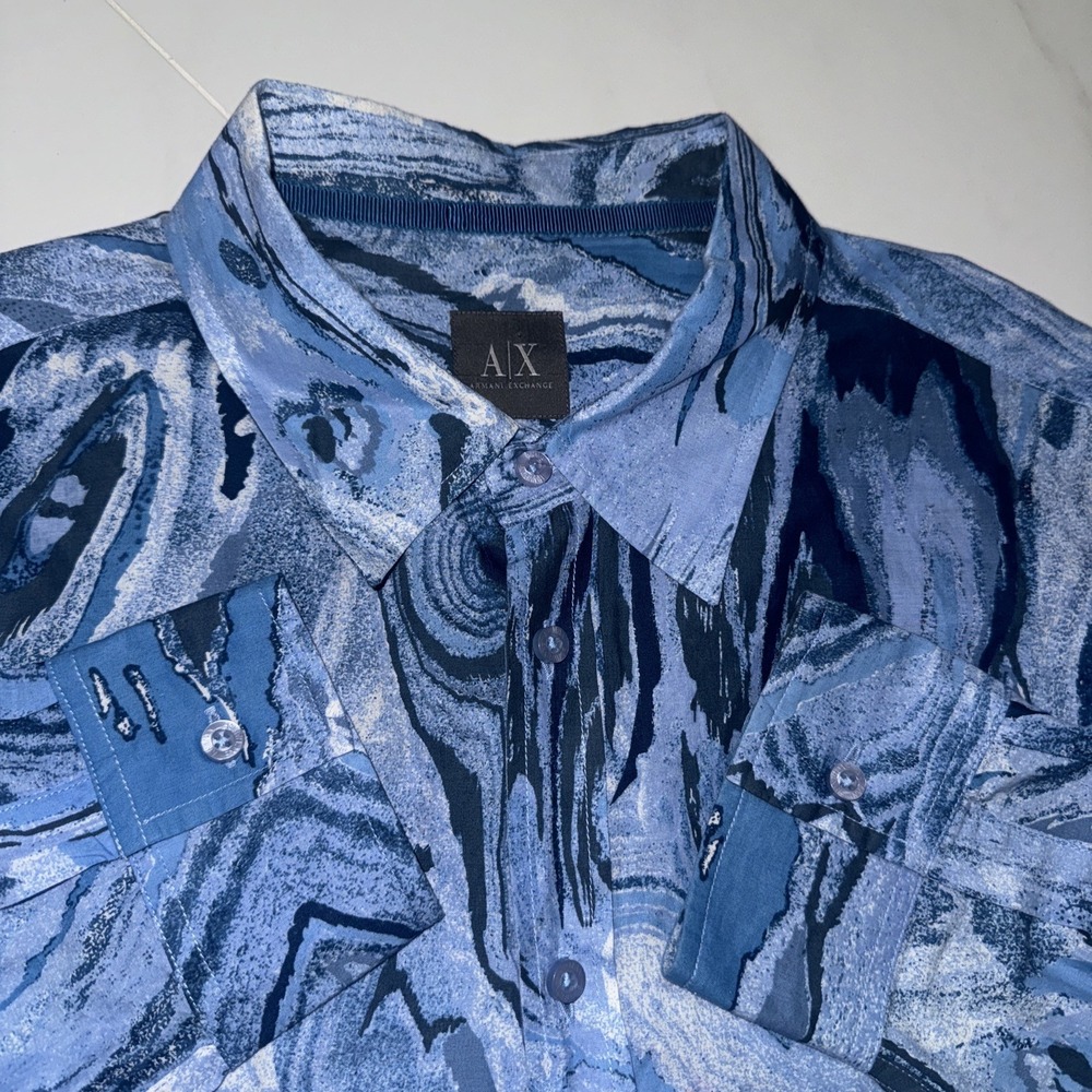 VTG Armani Exchange Shirt Long Sleeve Men's XL cottonwood grain Y2K 90s